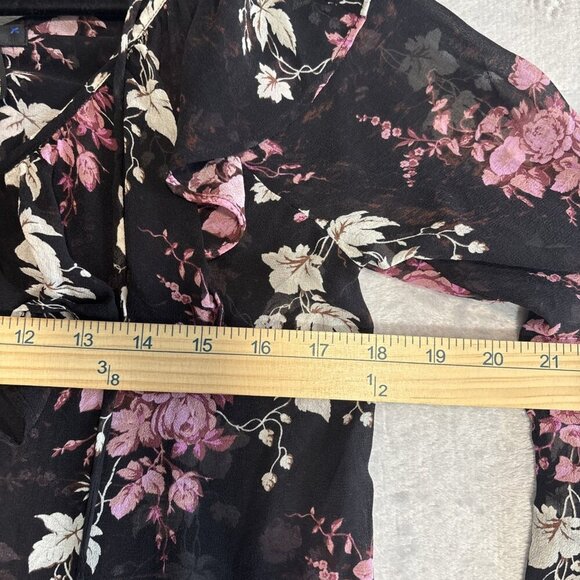 Paige 100% Silk Llara Floral Ruffle Blouse In Mauve Rose Multi Women's Sz XS - Picture 6 of 11